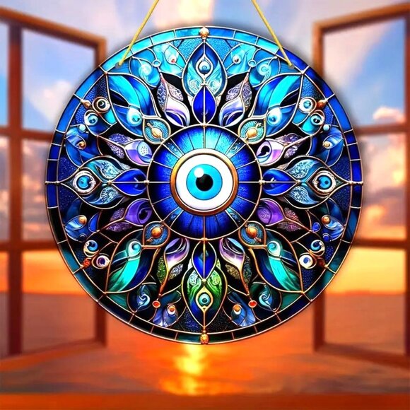 Suncatcher Evil Eye Third Window Decor Art Colorful In/Outdoor Protection Energy - Picture 2 of 5